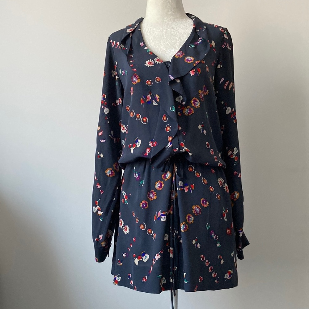 Rebecca Tylor Flower Print Shirt Dress